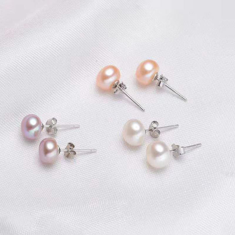 Reeti Natural Freshwater Pearl Stud Earrings For Women Real 925 Sterling Silver Jewelry Gift  Pearl earrings