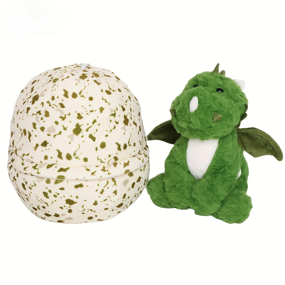 2-in-1 Transformable Green Winged Green Dinosaur Egg peluche-comodo compagno di sonno-coccole e tempo di riproduzione senza fine