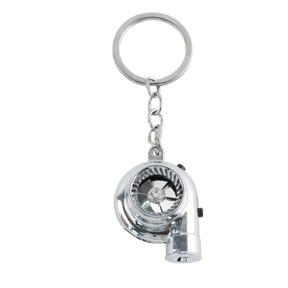 USB LED Mini Turbo Sound Turbocharger Keychain Spinning Turbine Key Chain Ring Keyring Keyfob Car Keyring Car