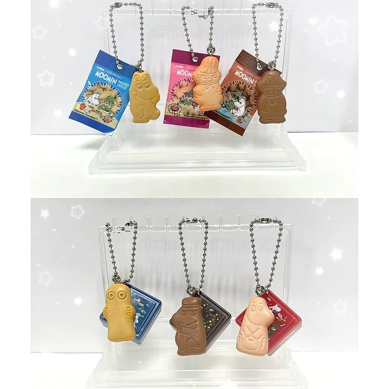 Original Bandai Moomin Snack Charm Figure Keychain Collectible Miniature Food Anime Action Figure Model Classic Toy Gift