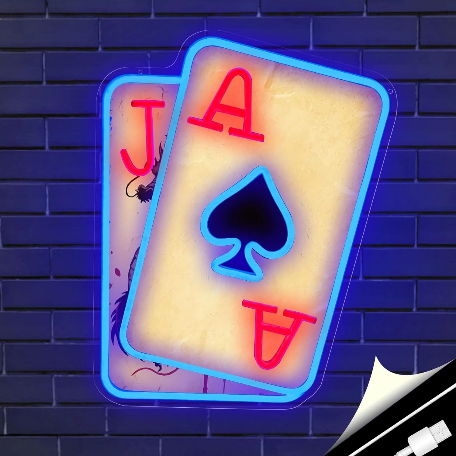 ポーカーネオンサイン-ゲームルームの装飾用-usb調光可能ネオンライト-クラブバー-プレイルーム-科学博物館の装飾-楽しい愛好家へのギフト