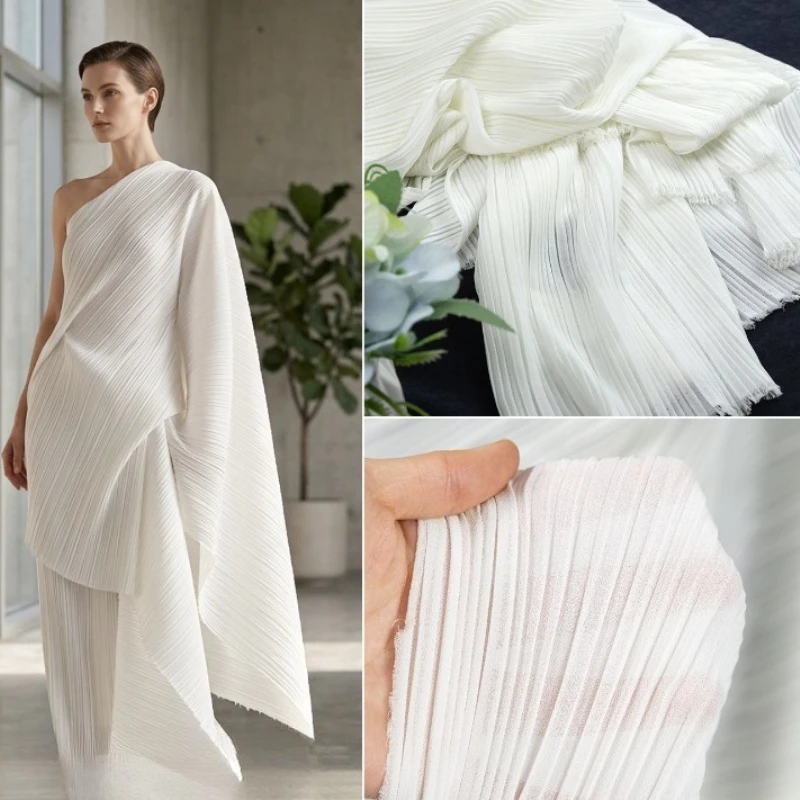 

Шифоновая плиссированная ткань для микро-прозрачных платьев, дизайнерские ткани для одежды, ткани для шитья своими руками, материал для пошива по метрам.