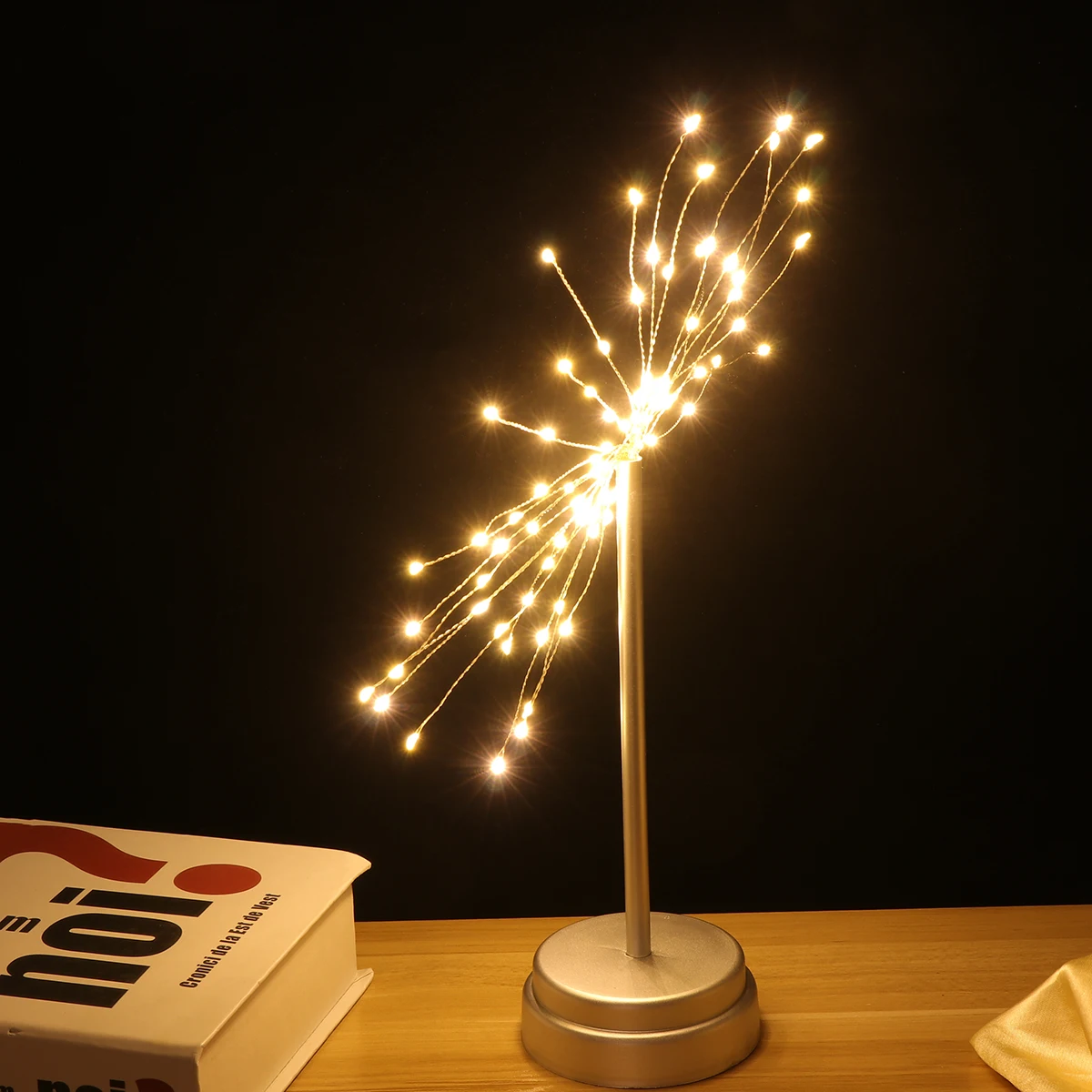 

2 Pcs LED Desk Lamp Mini Table Light Night Lamps Firework Copper Wire Lights for Bedroom Living Room Study Dorm Decoration