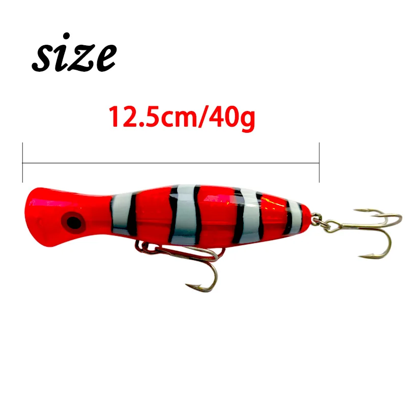 1 PCS Sea Fishing Big Popper 12.5cm 40g Laser Coating Top Water Fishing Hard Bait  Artifical Crankbait Wobblers For Pike Bass