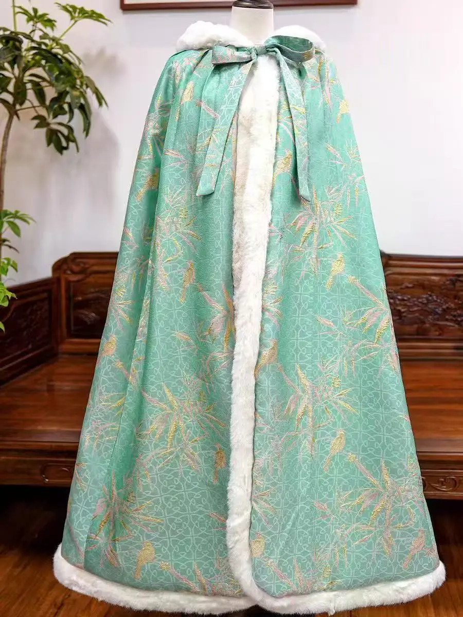 Palast Stil Kleine Prinzessin Mantel mit Hut Warm Verdicken Samt Hanfu Äußere Robe Vintage Kinder Mädchen Bühne Leistung COS Cape