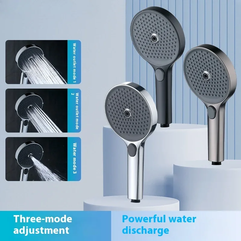 

Three level pressurized handheld showerhead for household use, large water output for showering, hand spray for hotel bathhouses