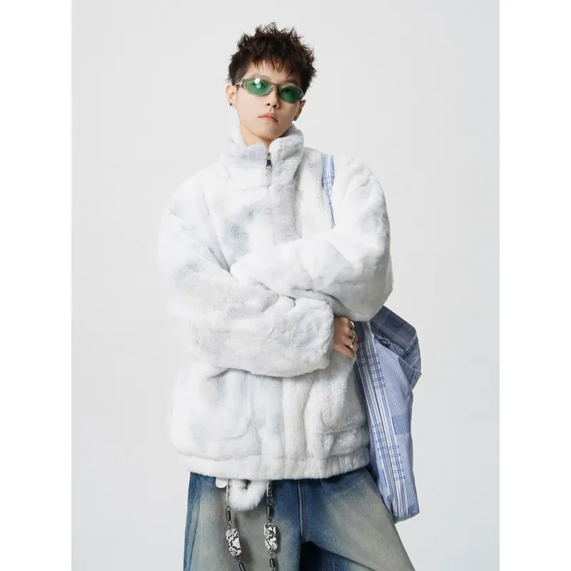 

Lamb Fur Cotton Jaet Dyed Design Couple Large Size Plu Men's Korean Sle College Cotton Padded Coat Youth Casual Wear
