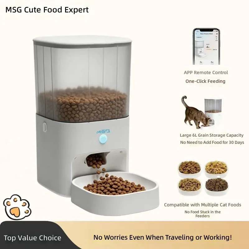 Automatic Pet Feeder for Cats and Dogs with Precise Portion Control WiFi Remote Control Smart Scheduled Feeding for Cat Food