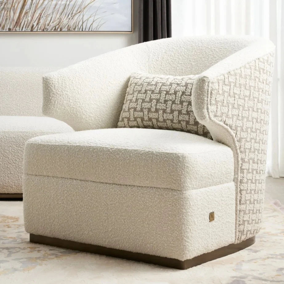 Living room furniture Modern minimalist fabric sofa chair Lamb wool armrests Elastic all-inclusive terry sofa