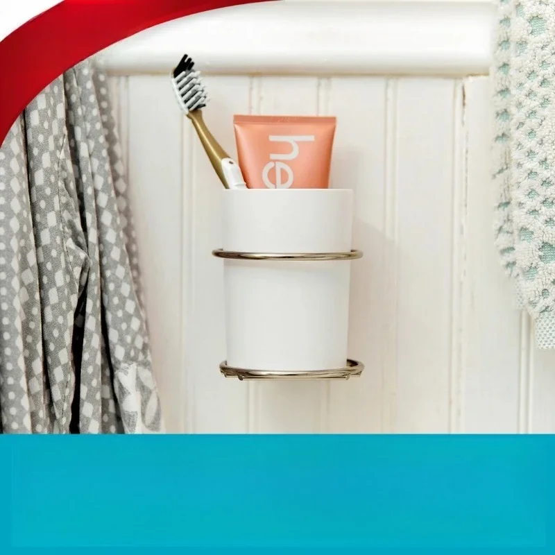 

HOME.new White & Satin Nickel Accessory Toothbrush Organizer, 1 Organizer,Fast delivery