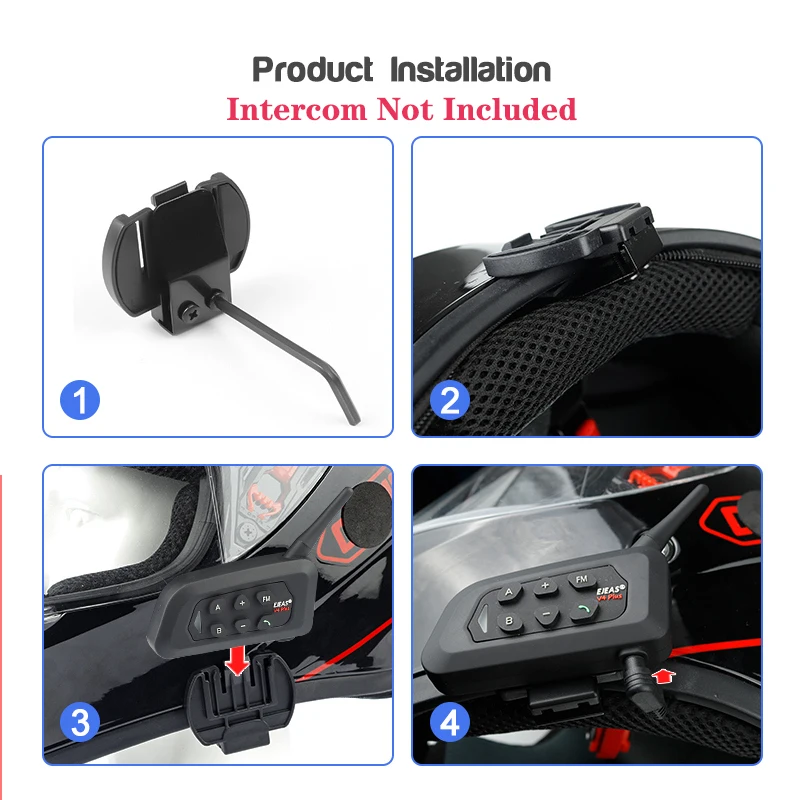 EJEAS Motorcycle Helmet Intercom Accessories 3.5mm Jack Headphone with Hard Microphone Clip For EJEAS V4 Plus/V6