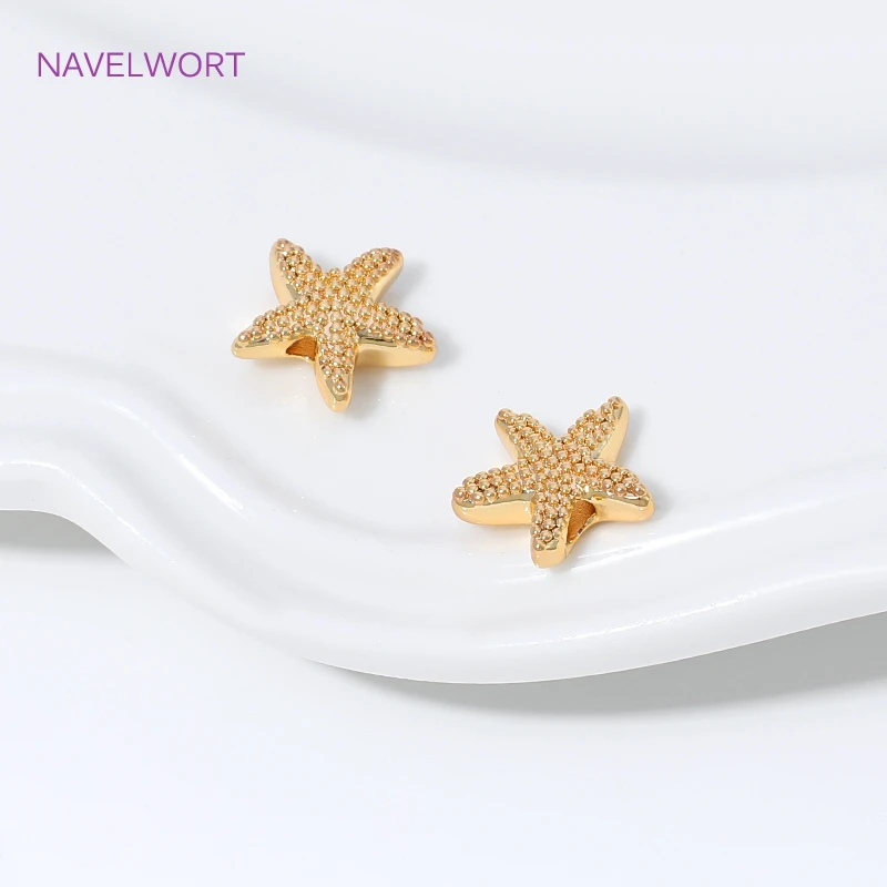 18K Gold Plated Starfish Spacer Beads For Bracelet Making,Brass Loose Beads,Separators For Beads,DIY Jewelry Making Accessories image 6