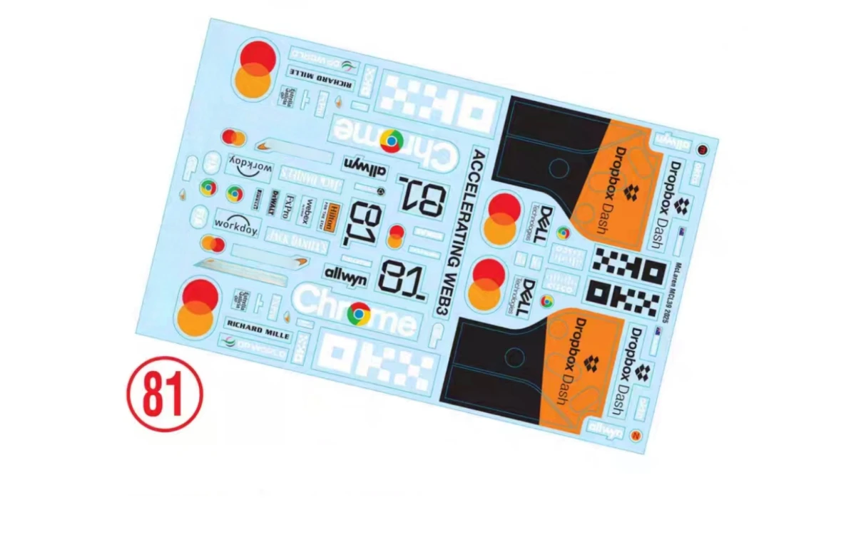

1/10 MCL39 2025f1 гоночный корпус, цветная наклейка, лист наклейки