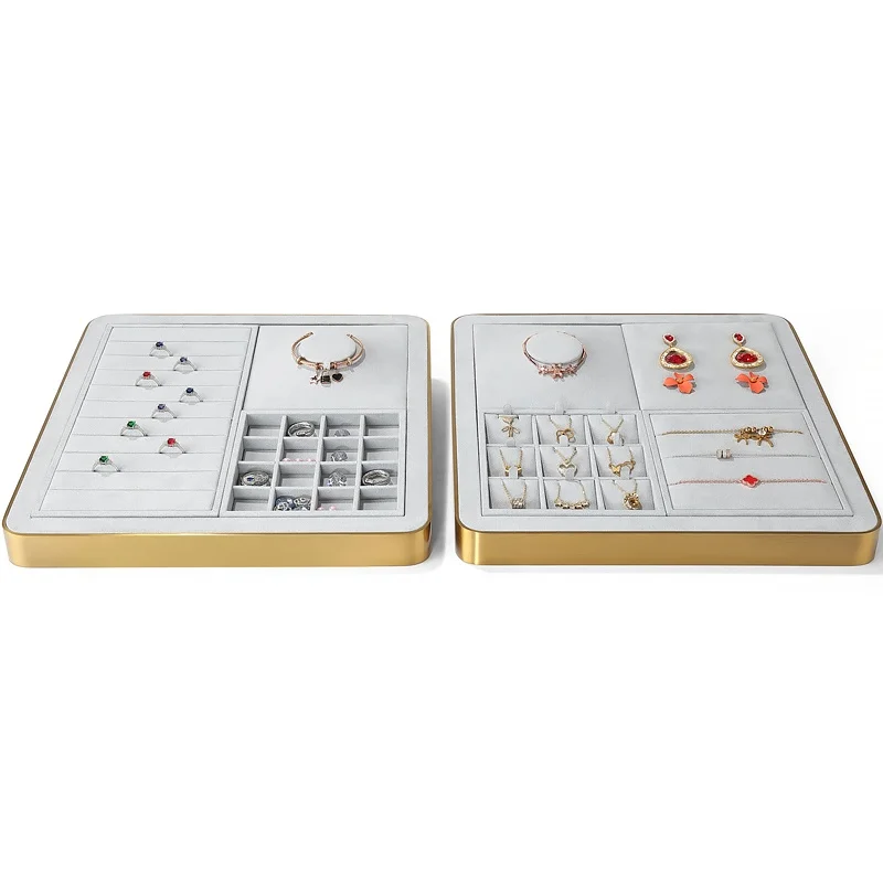 Gray Jewelry Display Set Shop Cabinet Display Props Necklace Display Bust Jewelry Store Ring Earrings Bangle Tray