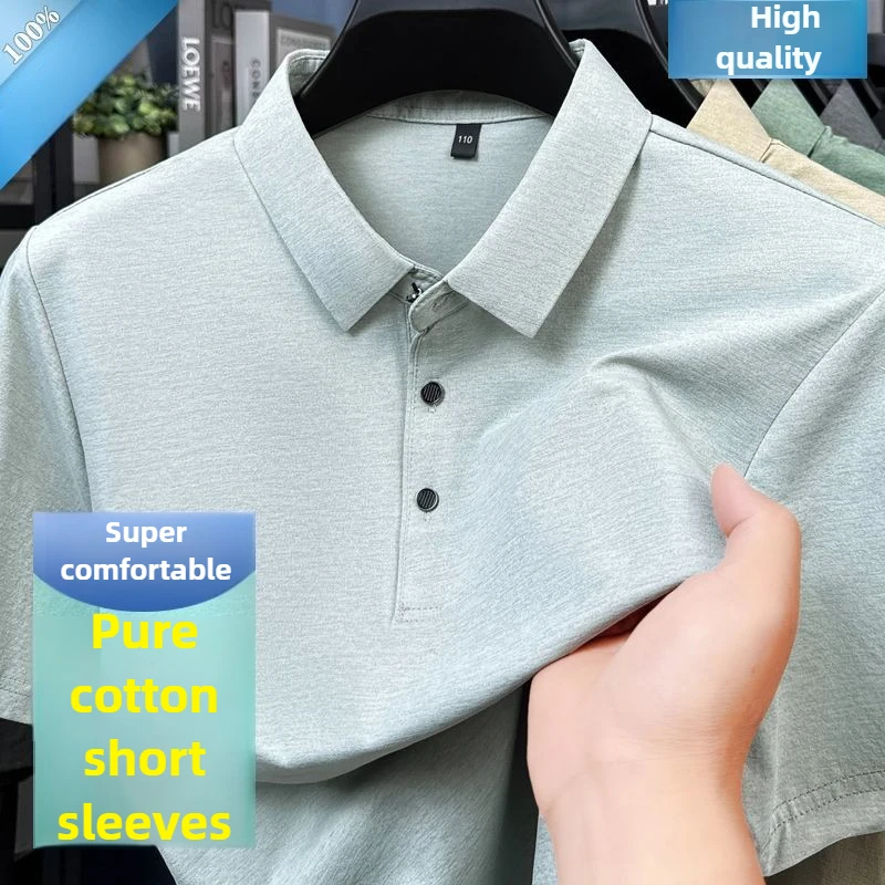 

GELITAYIN хлопковая летняя мужская повседневная рубашка поло с 3 пуговицами, простые деловые рабочие топы, впитывающие влагу, дышащие, высокое качество Gol