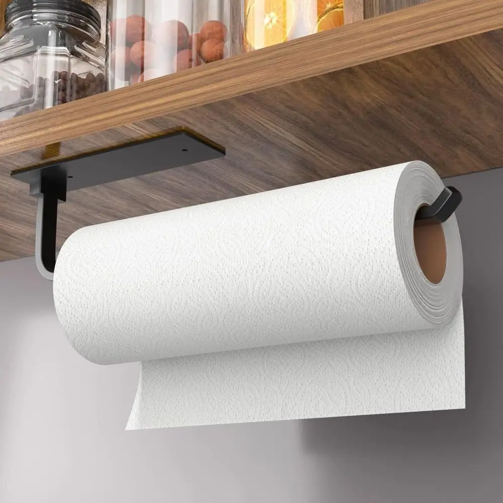 

Under Cabinet Paper Towel Holder Rust-proof Reusable Hanging Towel Roll Stand Space Saving Large load-bearing