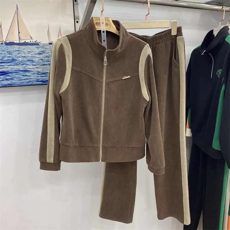 

Осенний спортивный костюм, женская куртка в популярном стиле, топ