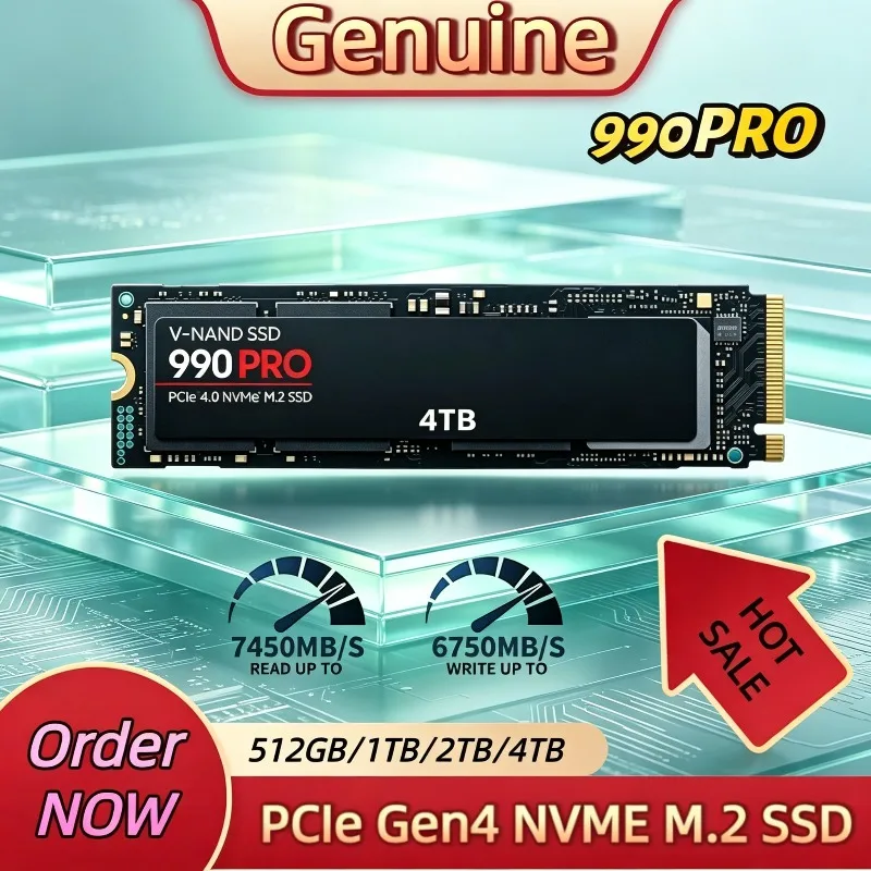 Original 990 PRO 2TB/4TB PCIe Gen4 NVMe M.2 2280 SSD, 7450MB/s sequentielles Lesen, Flaggschiff-Internlaufwerk für Enthusiasten, PS5 & PC.