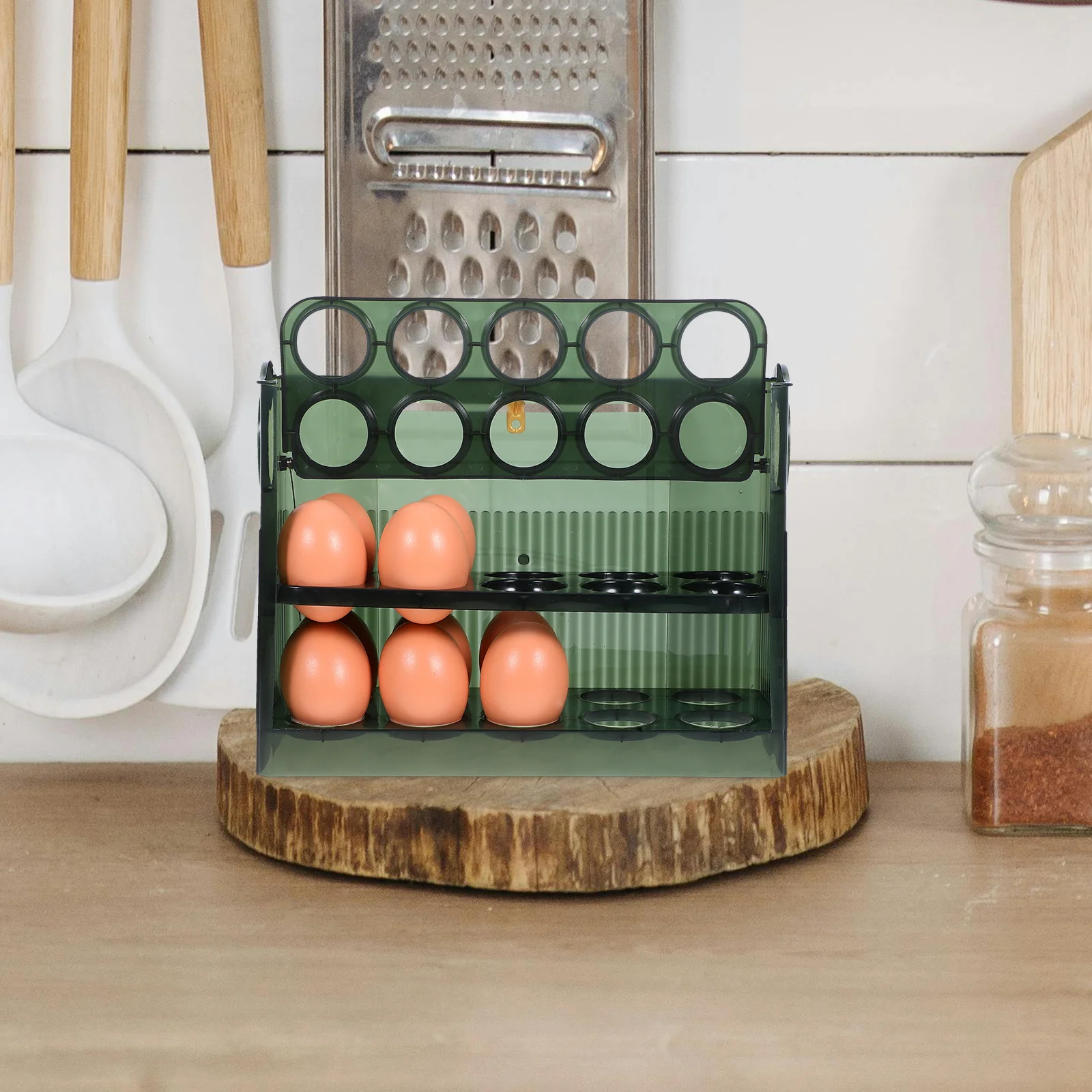 30 بيضة بلاستيكية حامل بيض الثلاجة تصميم الوجه صندوق تخزين الباب الجانبي المنظم توفير المساحة صينية البيض الشفافة للمطبخ