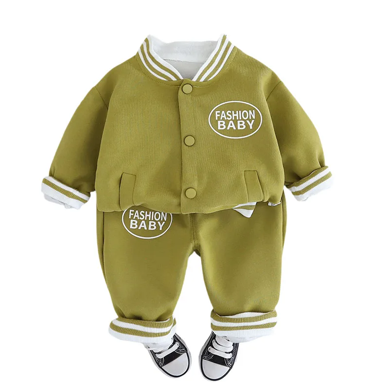 

Kids Sweatsuit Sets 2024 Spring Autumn Baby Boy Clothes 1 To 2 Years Single Breasted Baseball Uniform and Pants for Boys Suit