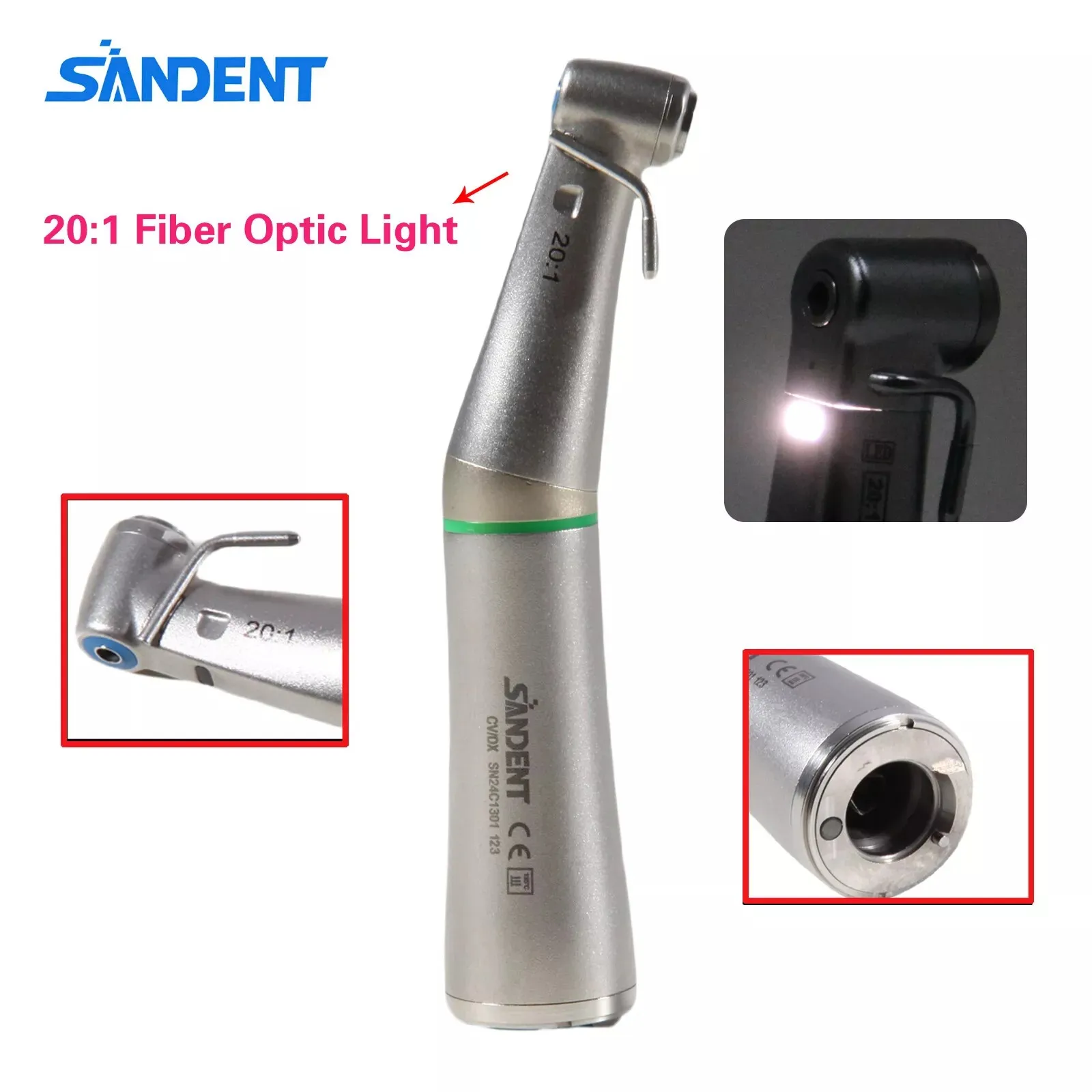 NSK Style Dental 1:1 1:5 20:1 Fiber Optic Led Contra Angle Inner External Water Spary Straight Handpiece E-type