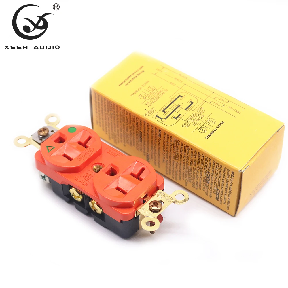 XSSH Hi-end HIFI DIY OEM IG8300 Pure Red Copper Plated Gold 20amp 20A 125V America Standard US Power Socket Electric Outlet Core