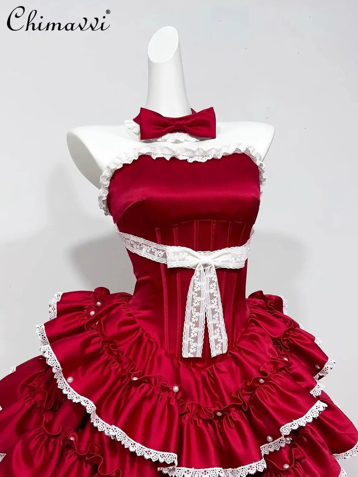 

French Style Elegant High-end Socialite Strapless Birthday Red Mini Dress Sweet Princess Short Puffy Dress for Women Summer 2026