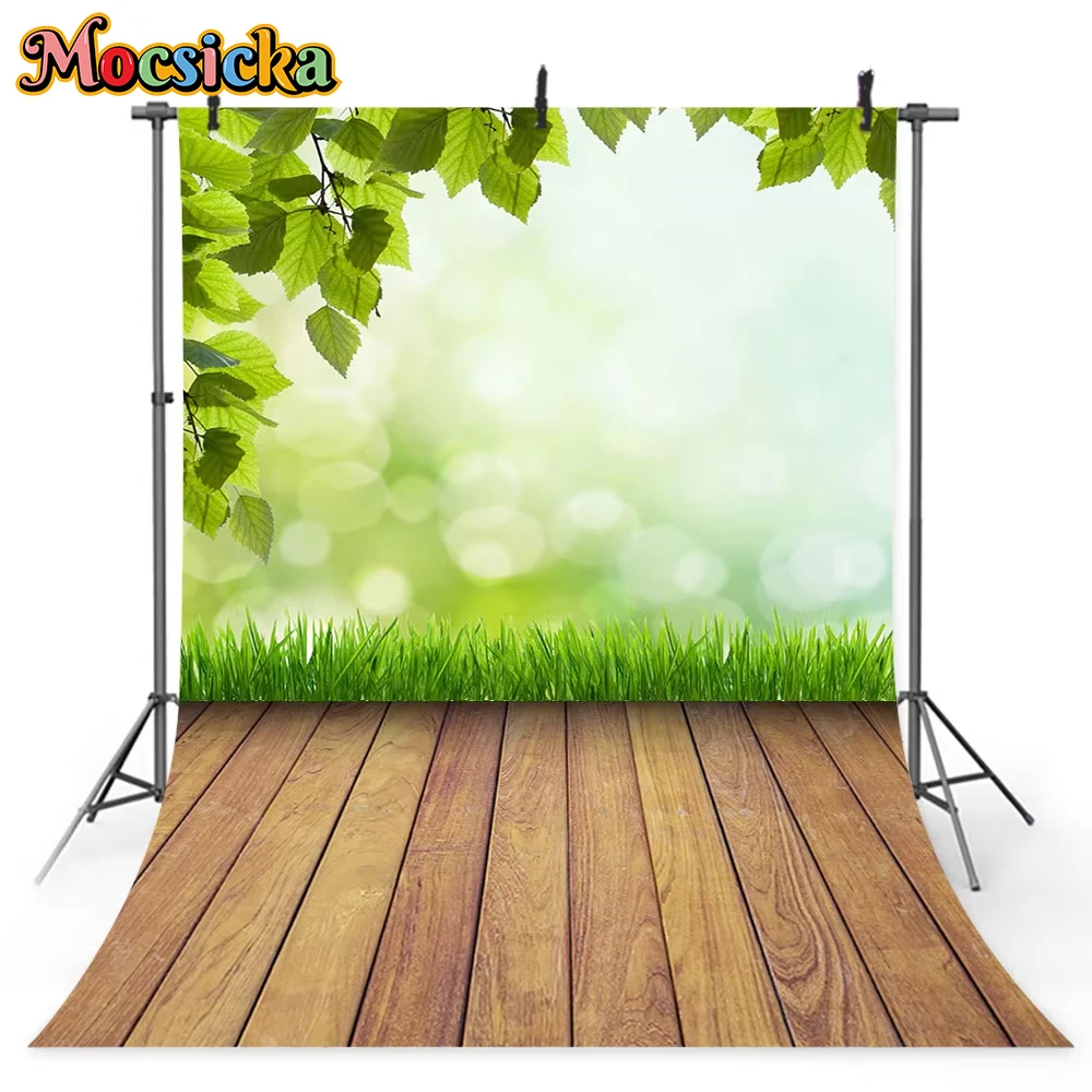 

Mocsicka Spring Backdrop Photography Easter Scenery Photo Background Newborn Baby Wallpaper Bokeh Wood Floor Decorations Banner