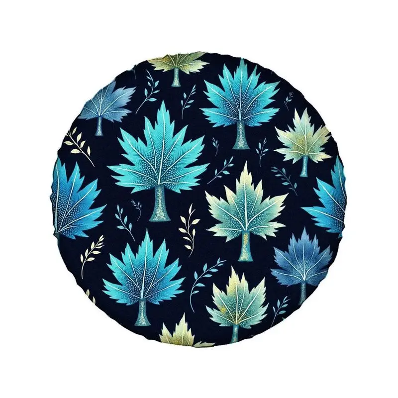 Midnight Forest Blue-Green Maple Leaf Texture Print Tire Cover - High-quality Polyester Fiber Fabric, Adding Artistic Flair To Y