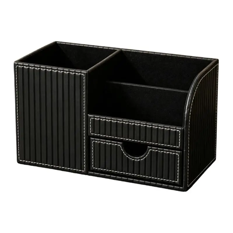96BA Textured Desk Organizers with Open Compartments & Drawer for Writing Tools