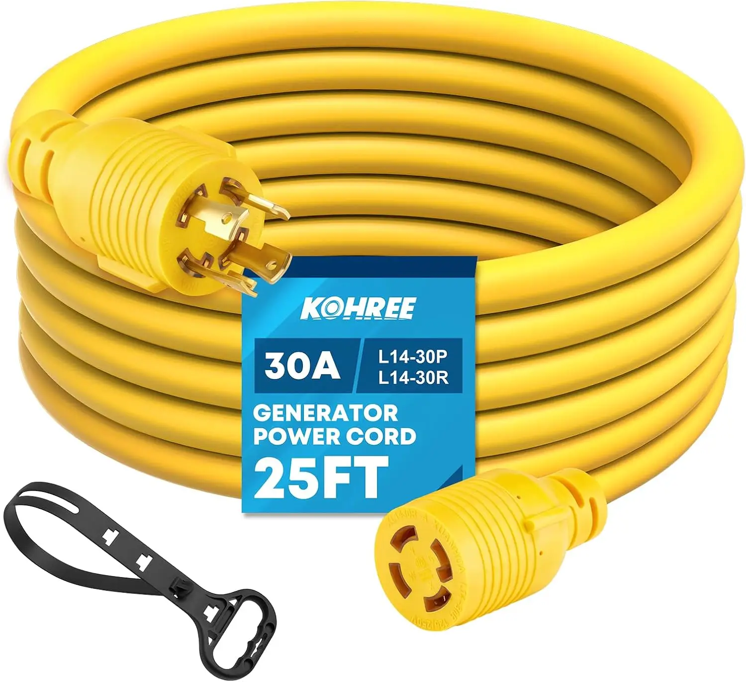 L14-30 Generator Cord 30 Amp 4 Prong 25FT, Heavy Power Locking Cord , Electric Extension Wire 10 Gauge 125/250V, 7500W