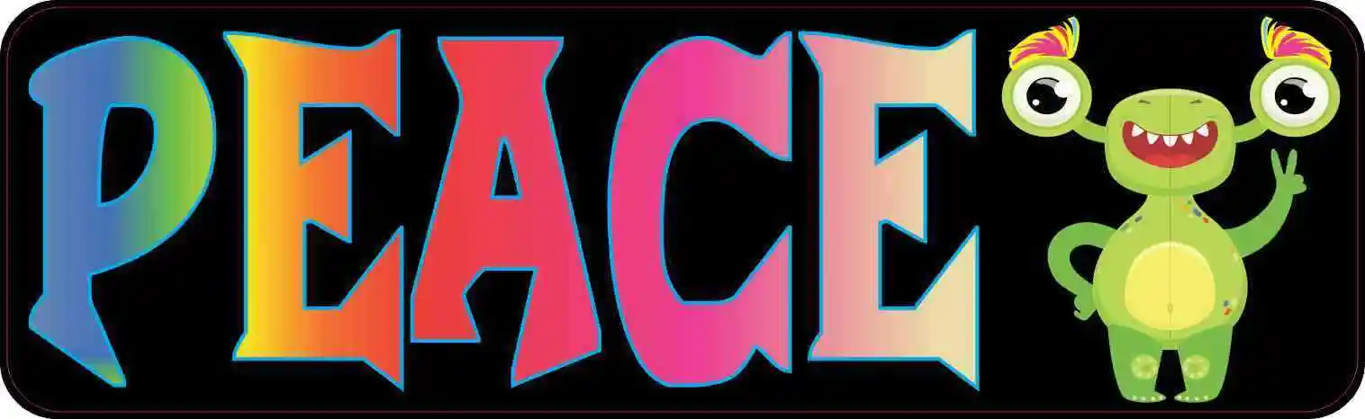 Peace Alien Bumper Sticker Decal Funny Cool Aliens PVC Vinyl for Car Truck Window Door SUV Waterproof UV Resistant Novelty