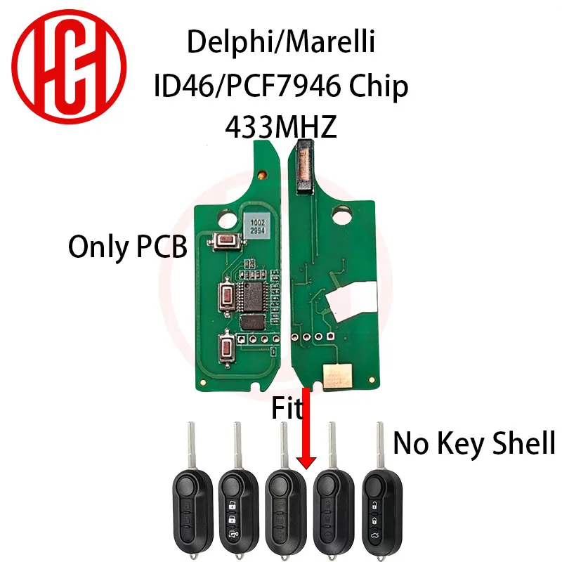 ID46 PCF7946 433MHz Car Remote Key For Fiat Delphi 500 Panda Punto Bravo Marelli 500L Ducato Peugeot Boxer Citroen Jumper VAN