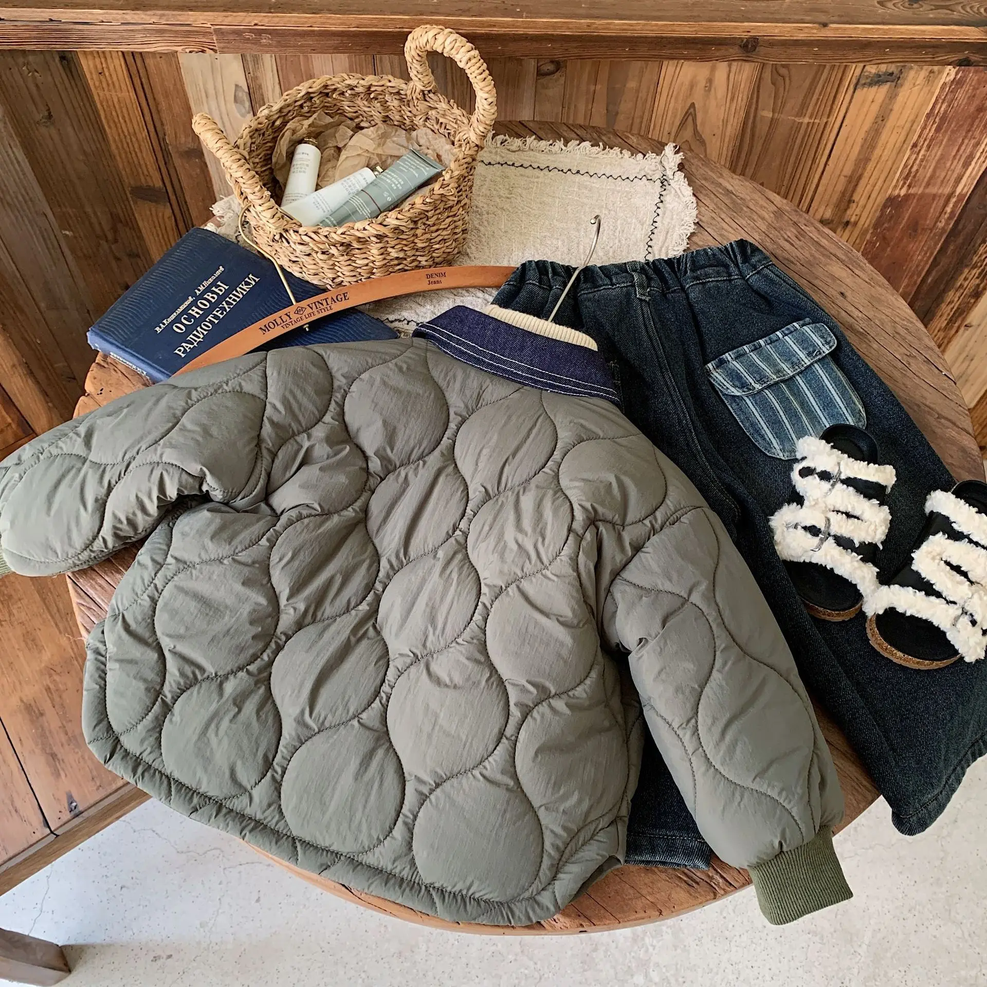 الأولاد القطن Jaet شتاء جديد Sle الدنيم طوق المطرزة القطن ملابس خارجية بيبي بوي ملابس قطنية طويلة طول Thiened