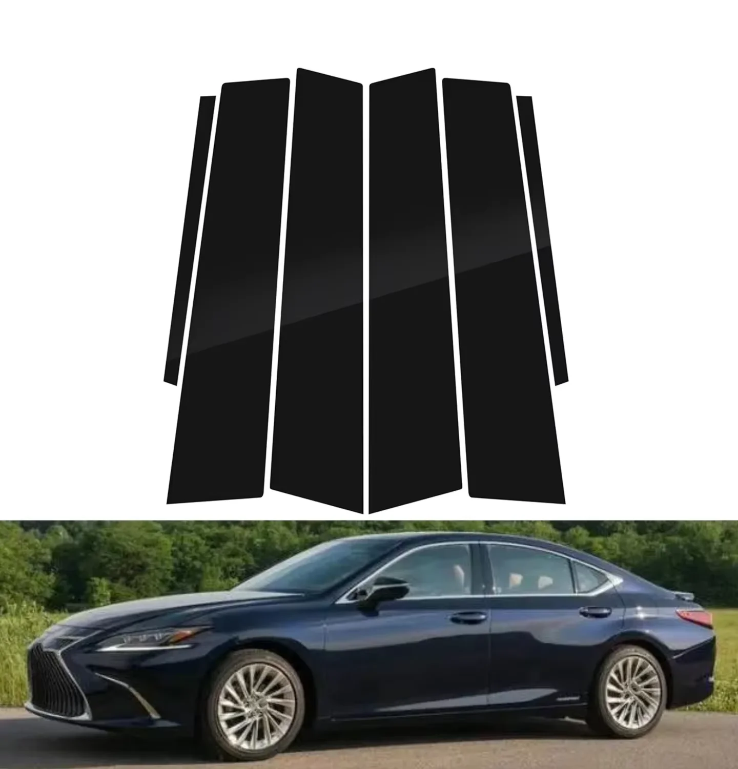 6PCS Glossy Black Pillar Posts Fit For Lexus ES 200 250/ES 260 300h 350 2019 2020  Window Door Column B C Pillar Post Cover Trim