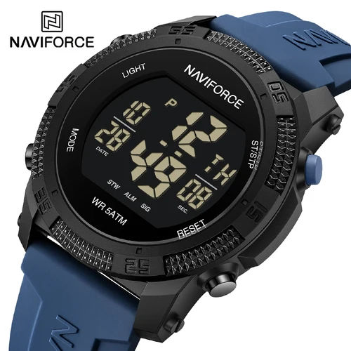 Imagen 1 del producto NAVIFORCE, reloj de pulsera Digital LCD a la moda para hombre, relojes deportivos con correa de silicona resistente al agua hasta 50m para hombre, reloj electrónico informal para hombre