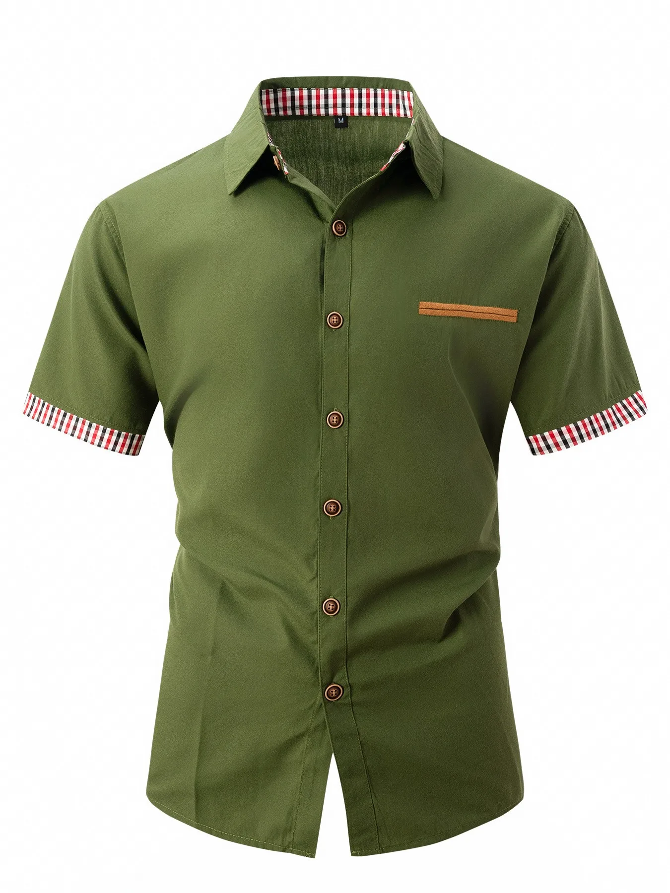 New Summer Men Plaid Patchwork Short Sleeve Shirt Business Casual Slim Fit Formal Office Dress Shirt Fine Workmanship Non-deform