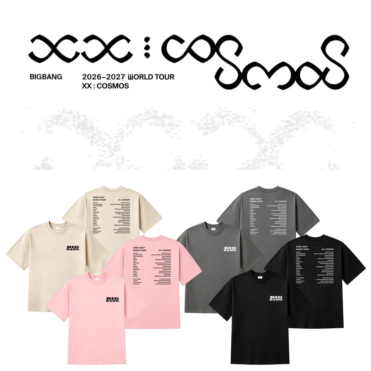 Tour XX: COSMOS washed old printed T-shirt fan support round neck short sleeved top in multiple colors
