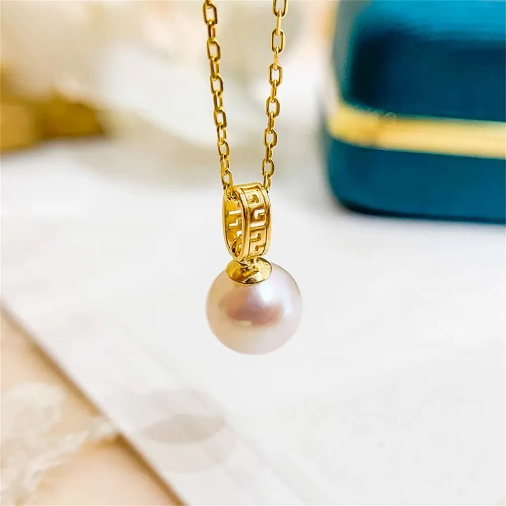 

DIY Pearl Accessories S925 Sterling Silver Pendant Empty K Gold Jade Necklace Pendant Fit 8-13mm Oval Beads D064