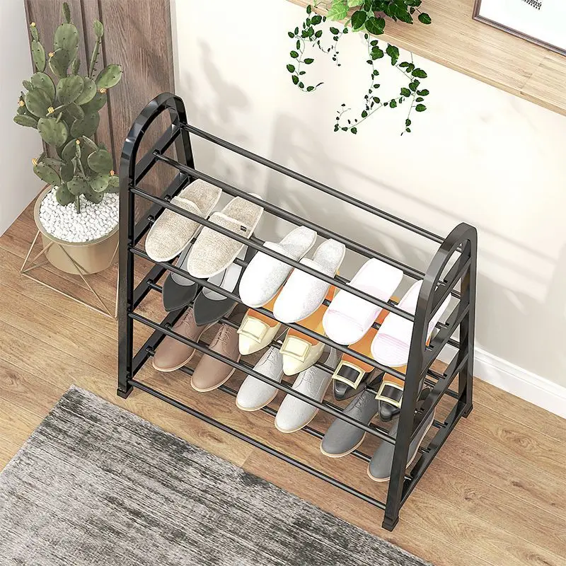 Simple Shoe Rack Dust-proof Storage Creative Light Luxury Wind Shoe Rack Stainless Steel Slipper Rack Home Dormitory Organizer