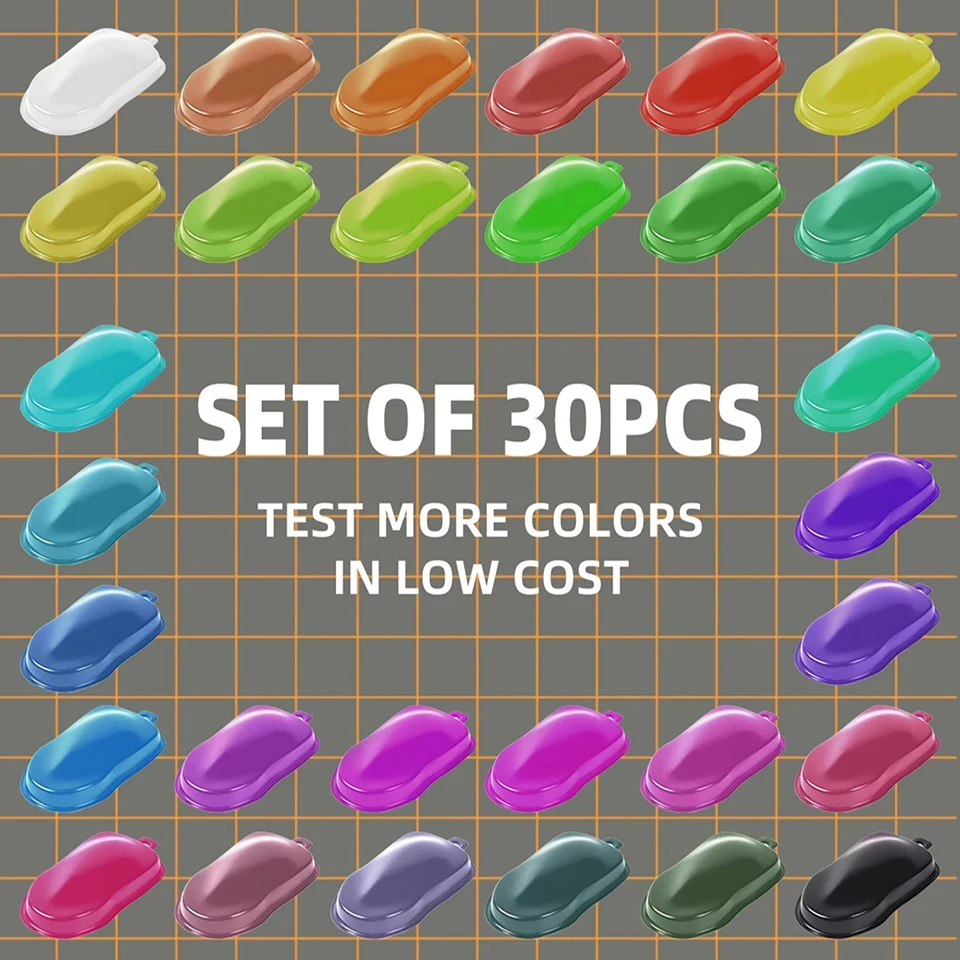 30Pcs Car Model Paint Test Board, Plastic Spray Painting Kit for Automotive Color Matching & Practice, Airbrush-Ready Paint AC06