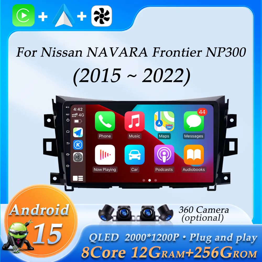Android 15 for Nissan NAVARA Frontier NP300 2015 - 2022 Wireless CarPlay Car Radio  Multimedia Player GPS Navigation DSP Stereo