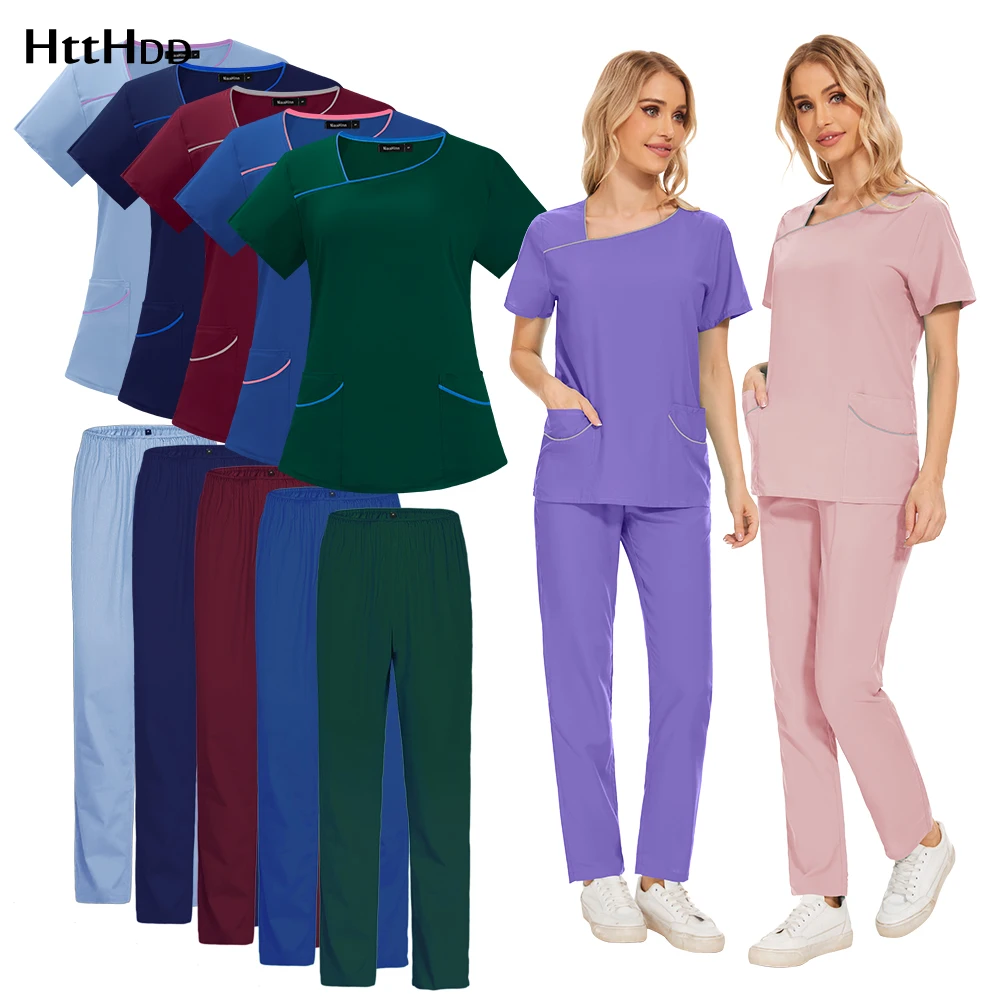 Wholesale Price Medical Scrubs for Women Nursing Fashion Work Wear Beautician Manicurist Scrub Sets Veterinary Surgical Gown New