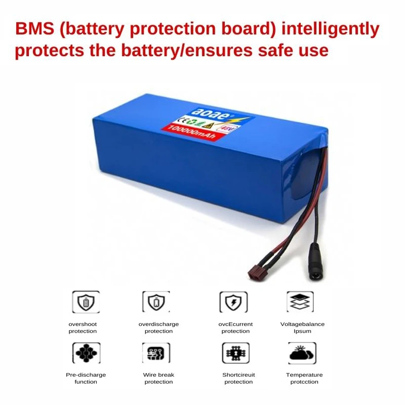 13S5P 18650 48V 리튬 배터리 팩 100Ah 전기 스쿠터, 산악 자전거 250-1500W + 충전기에 적합 + 충전기
