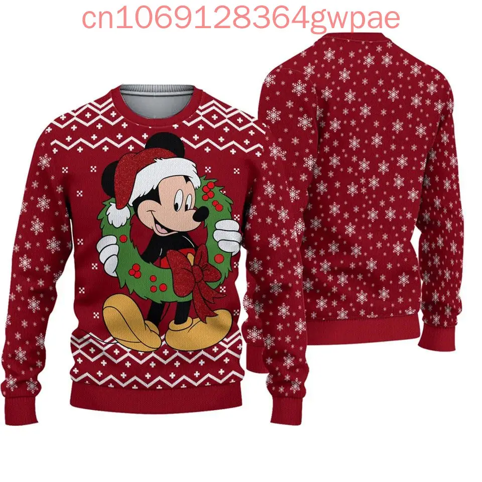 Maglione brutto Disney Topolino personalizzato maglione 3D da donna da uomo Topolino Minnie brutto maglione natalizio Anime regali di Natale maglione