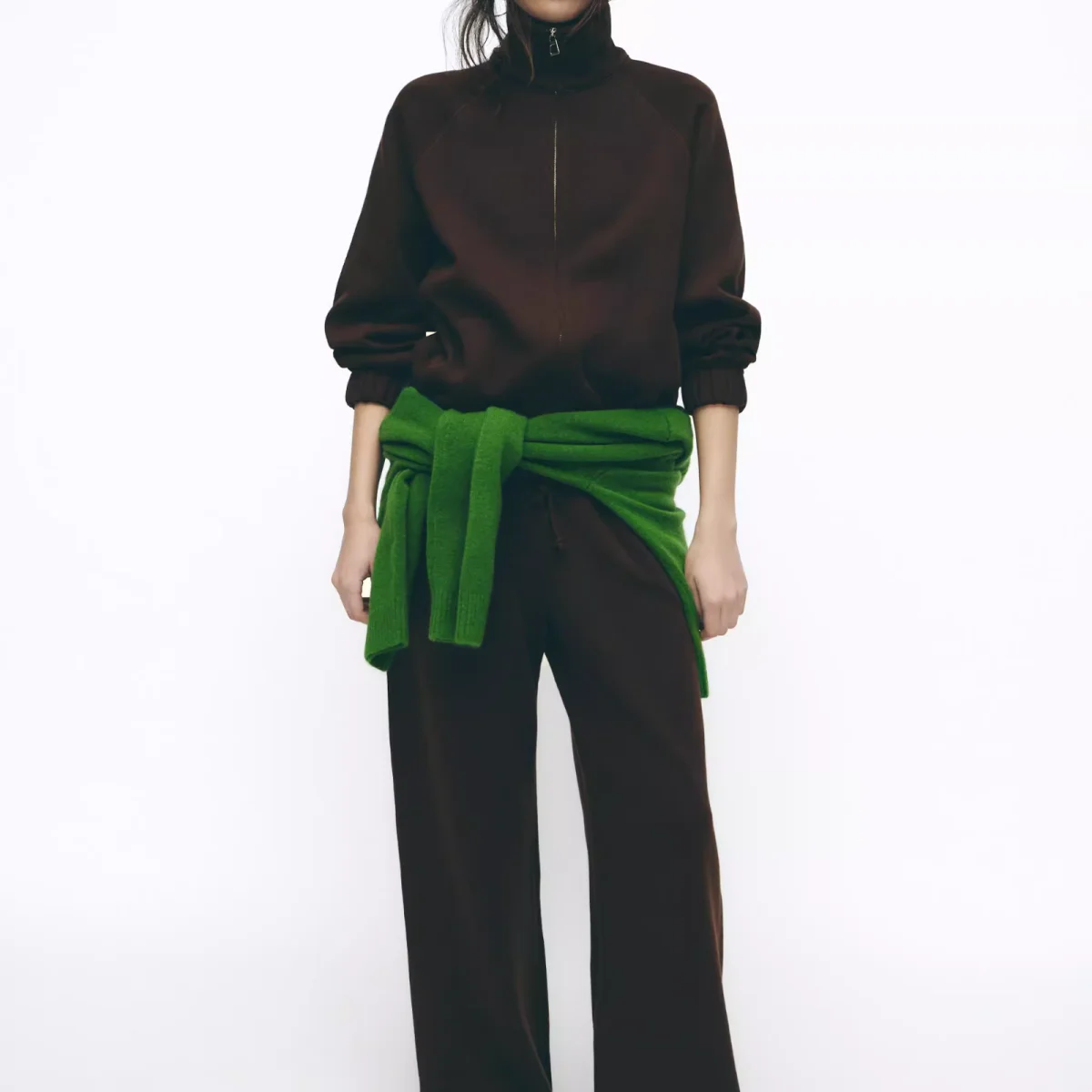 Soft Zipper Sweatirt Straight Leg Pants ZR Sle Women's Faion Streetwear Long Sve Warm Polyester Fiber Autumn Season