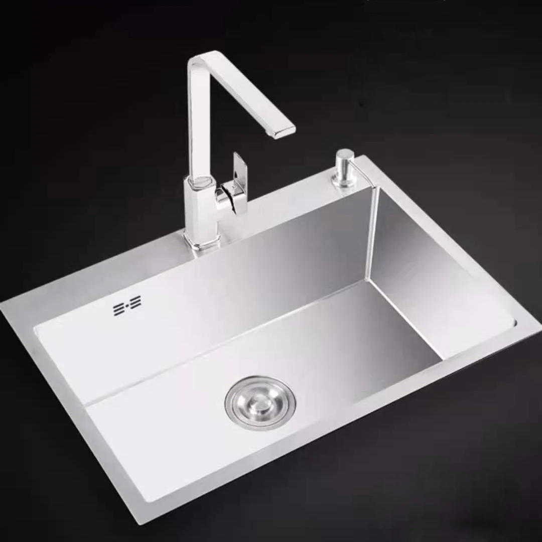 Wholesale Kitchen Sink Strong Quality Hand Made 304 Stainless Steel Square Modern Office Building Above Counter Basin Brushed CL