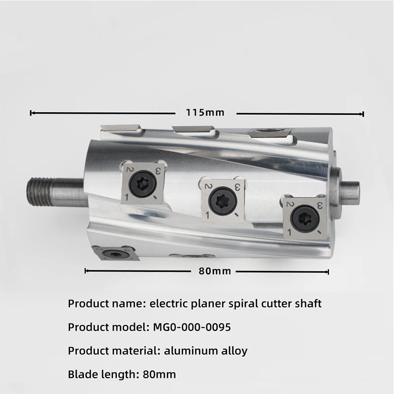 Electric Planer Spiral Cutter head Wood Handle Planing Machine Woodworking Tool Spiral Cutter Head Shaft 110mm