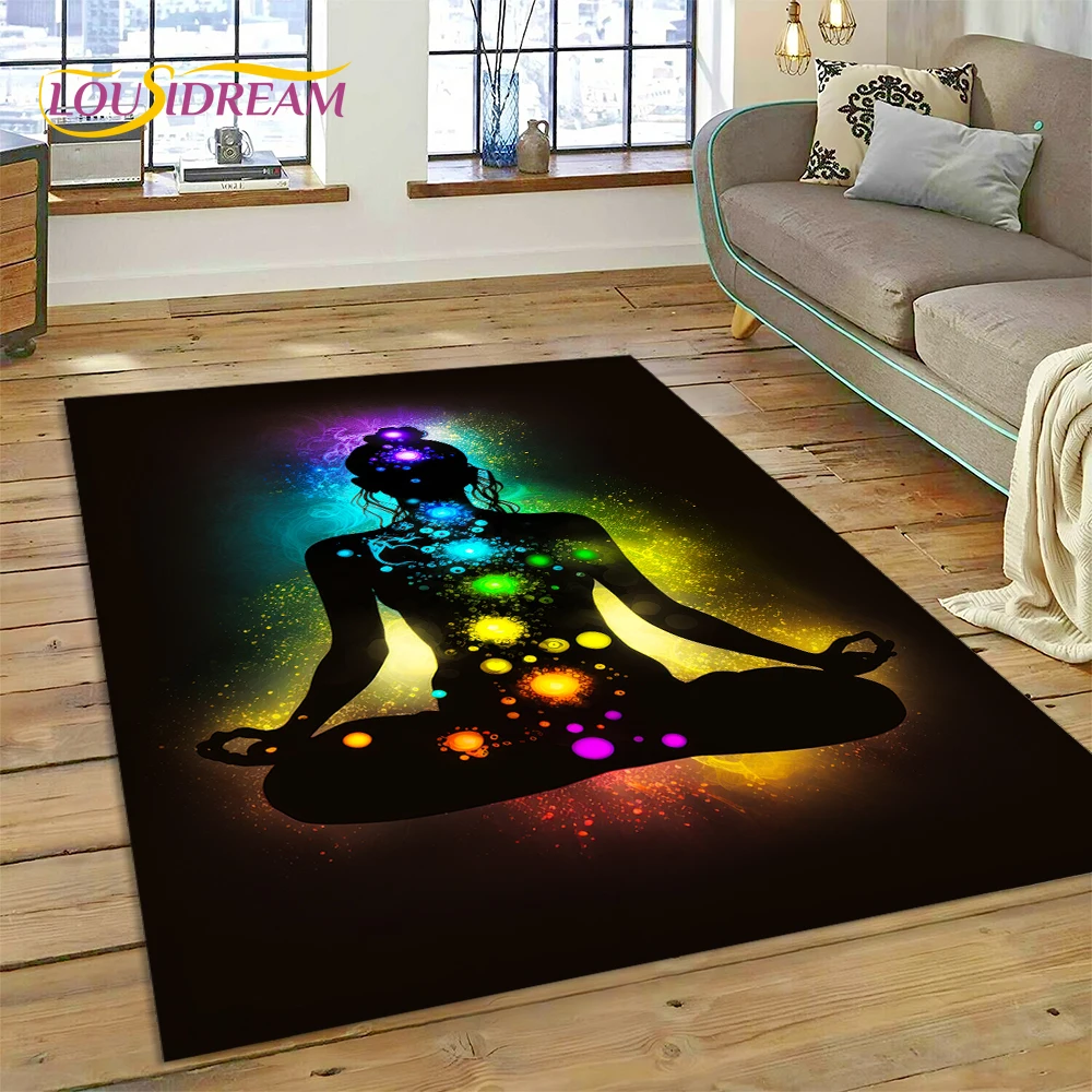 3D Yoga meditazione arcobaleno 7 Chakra tappeto tappeto per soggiorno camera da letto Decor, tappetino decorazione antiscivolo per divano zerbino