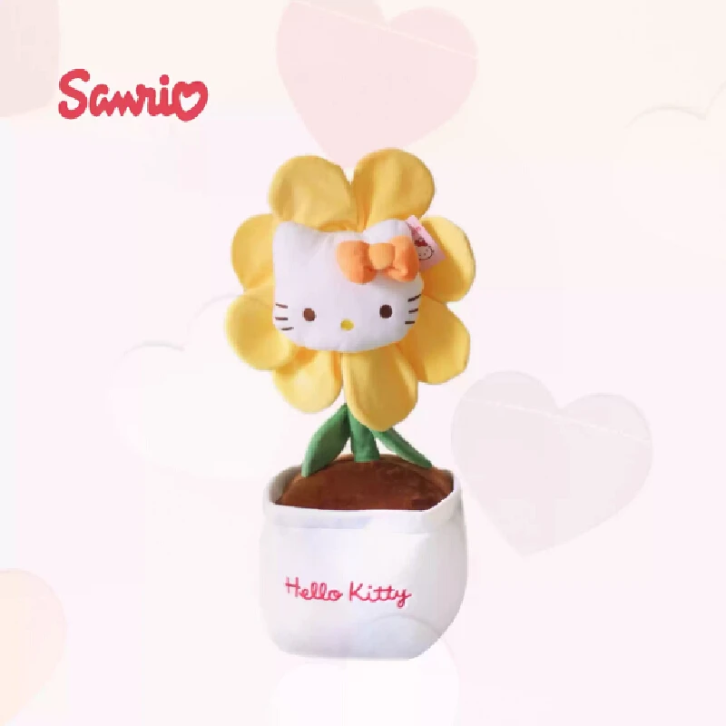 New Sanrio Hello Kitty Kawaii  Potted Plant Ornament Doll Sunflower Flower Ornament Birthday Gift Christmas Present Girls